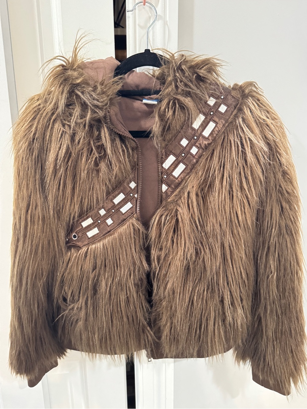 Chewbacca Faux Fur Hooded Zip Up Jacket Faux Fur Jacket Cosplay Costume (S)